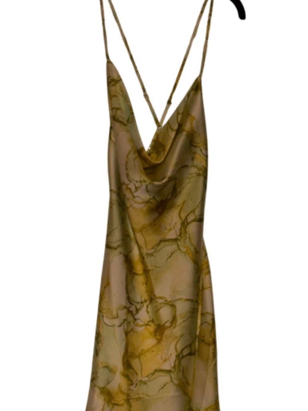 Forever 21 Olive & Gold Marble Satin Slip Mini Dress NWT